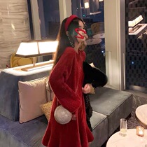 Autumn Clothing 2020 French Style Tea Hysteria Design Sensation small crowdsourced red sweater knit bottom one-piece dress Children autumn and winter