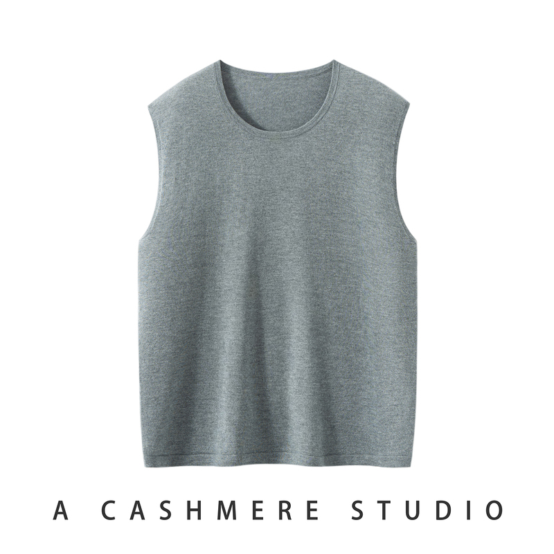 Summer New Style Mulberry Silk Cashmere Women's Round Neck Sleeveless Knitted Vest Versatile Slimming Base Shirt Top