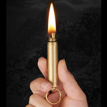 Brass kerosene lighter bullet model long strip retro nostalgic old style keychain pendant creative gasoline engine