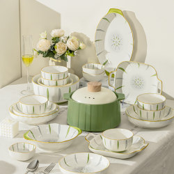 Bowls and For Home 2025 New arrival Hit Style tableware bowls and plates Suit For Home ceramic bowls and dishes under glaze color housewarming gifts