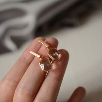 Ice Crystal retro elegant square stud earrings geometric Joker temperament earrings simple style gilded female earrings