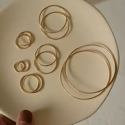 Fine ear ring light ride to wear comfortable not fade American imported 14k bag gold net Red couple big circle earrings