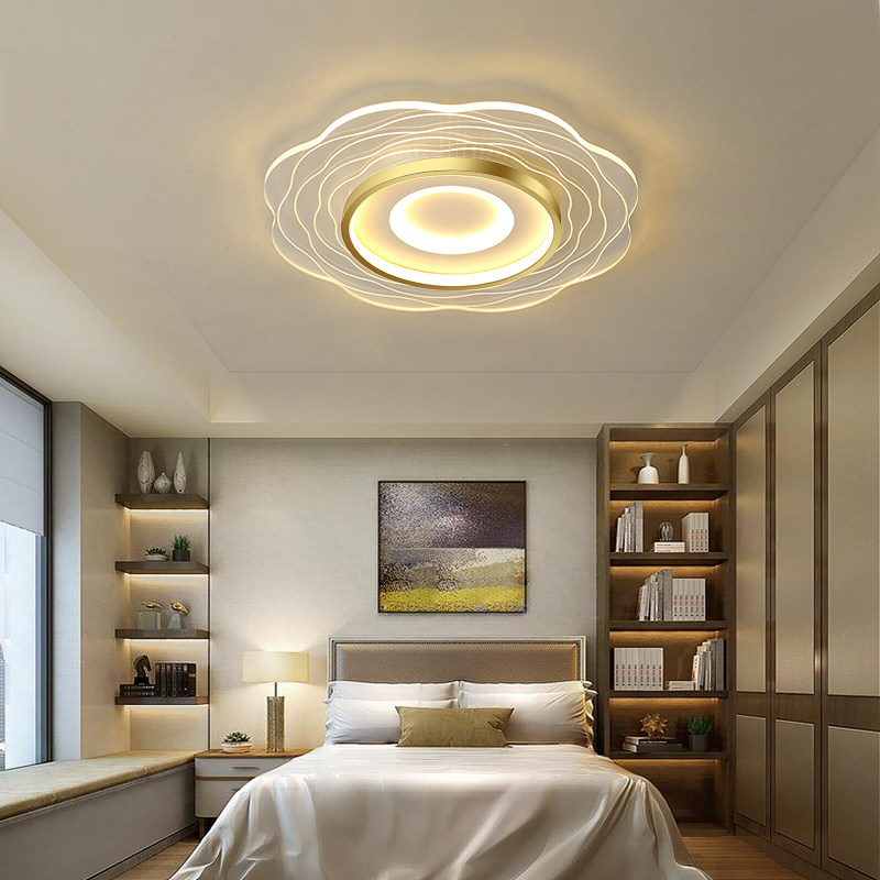Golden modern minimalist Ultra slim 2021 New light extravagant tricolor petal LED suction ceiling Living room Bedroom girl