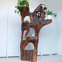 Root carving flower frame natural tree root bonsai frame solid wood natural flower shelf red vertebral wood living room floor shelf M067