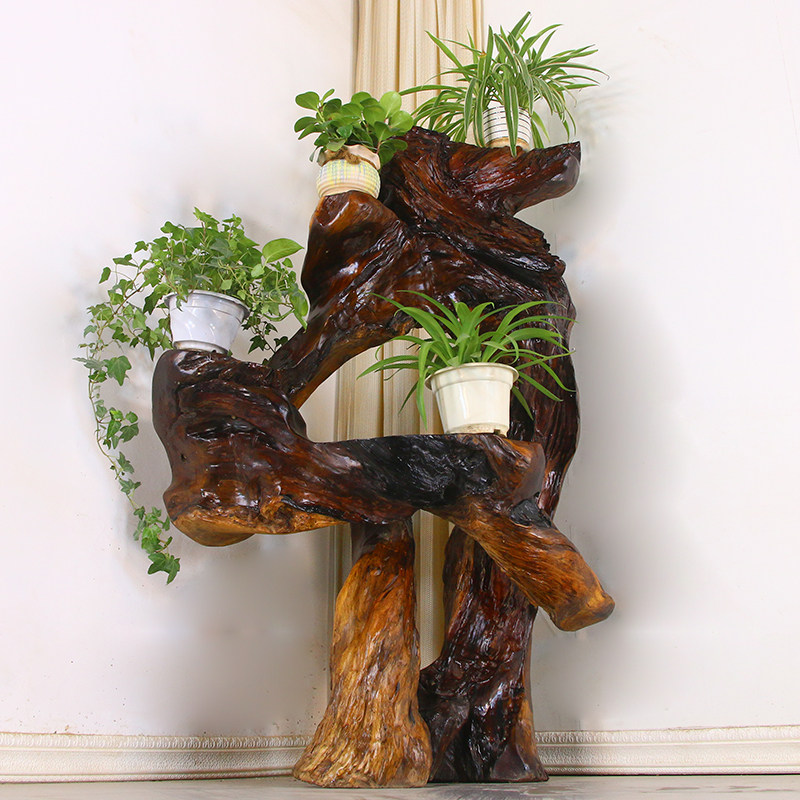 Root carving flower frame solid wood tree root bonsai frame natural wood root fragrant camphor wood TV wood carving floor living room H3242