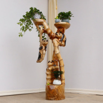 Root Carved Flower Shelf Pendulum ornament Living room root carving bonsai root carving pendulum piece of incense camphor wood pendulum piece ground root engraving J3407