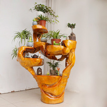 Root carving flower frame solid wood tree root bonsai frame natural wood root fragrant camphor wood flower basin rack root art base tree head HX3223
