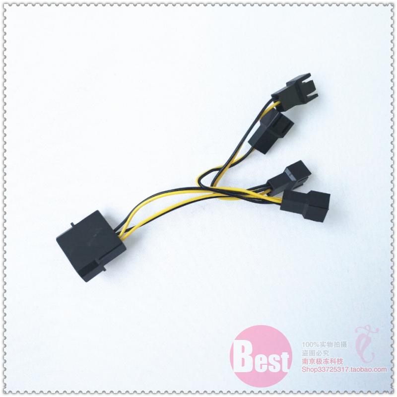 D port to 4 12V power ports to 3-pin power supply Large D-type head to four 12V 3-pin fans for power supply