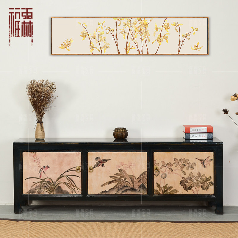 New Chinese hand-painted three TV cabinet retro-made old cabinet cabinet locker cabinet cabinet cabinet counter antique furniture
