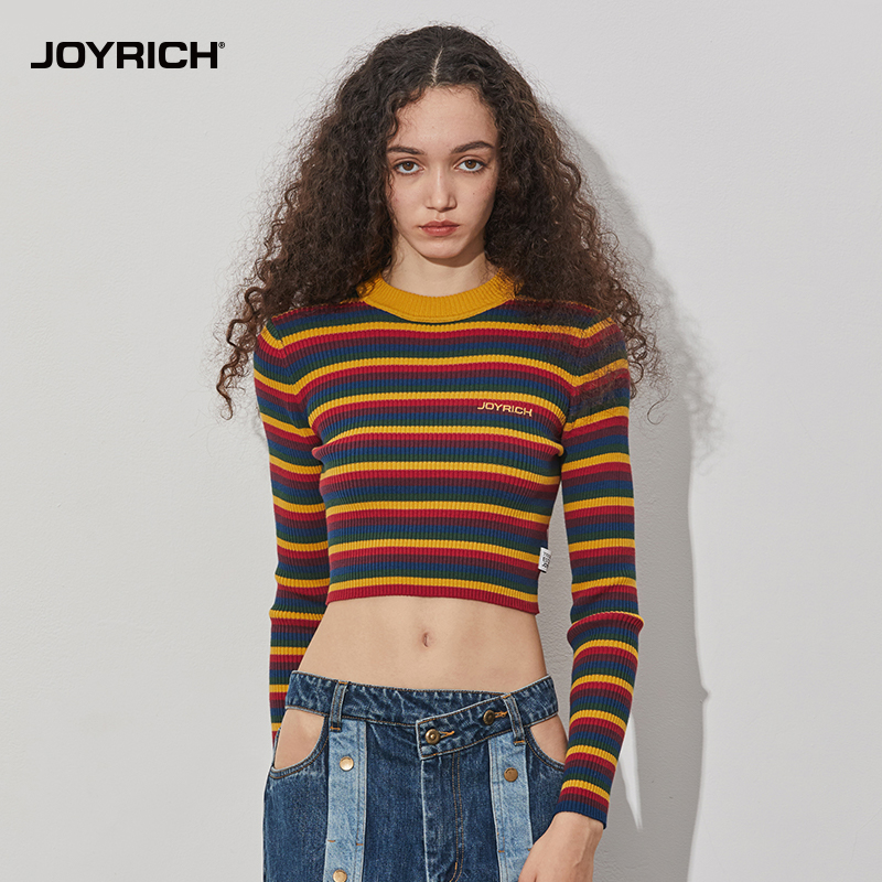 JOYRICH American retro Colour Collision Color Streak Tight Fit Shorts Jersey Undershirt 24 Spring Lady New-Taobao