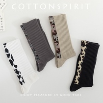 棉花精神 春秋情侣款奶牛BAO WEN棉质中筒袜子日韩风潮ins棉袜男女