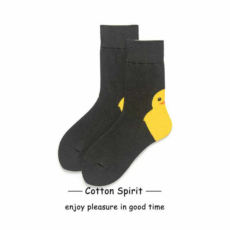 Cotton spirit socks cartoon female little yellow duck cute cute childlike student tube socks couple models all-match