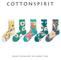 棉花精神 韩国ins日系可爱小花雏菊袜子女中筒袜复古原宿女潮学院