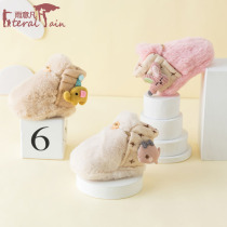  Baby shoes autumn and winter soft bottom plus velvet thick cotton shoes to keep warm mens winter female babies do not fall off newborn winter models