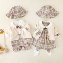 Baby one-piece skirt suit spring and autumn clothes open autumn spring clothes female male baby super western style cute net red