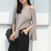 (LAMOBO exclusive) mixed mercerized mercerised tencel cotton yarn with high open fork and shoulder-knitted sweatshirt