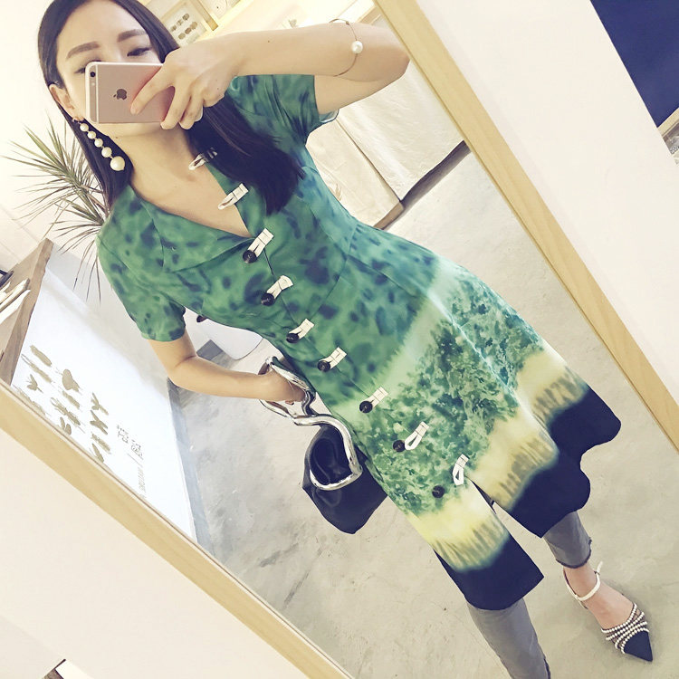 (LAMOBO EXCLUSIVE) trendy zdyeing an asymptotic printed special Zi Foreign Dress