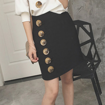 (LAMOBO exclusive) Custom oversized buckle design straight cylinder half-body midskirt