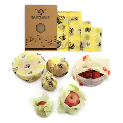 Reusable Beeswax Cloth Wrap Food Fresh Bag Lid Cover Stretch