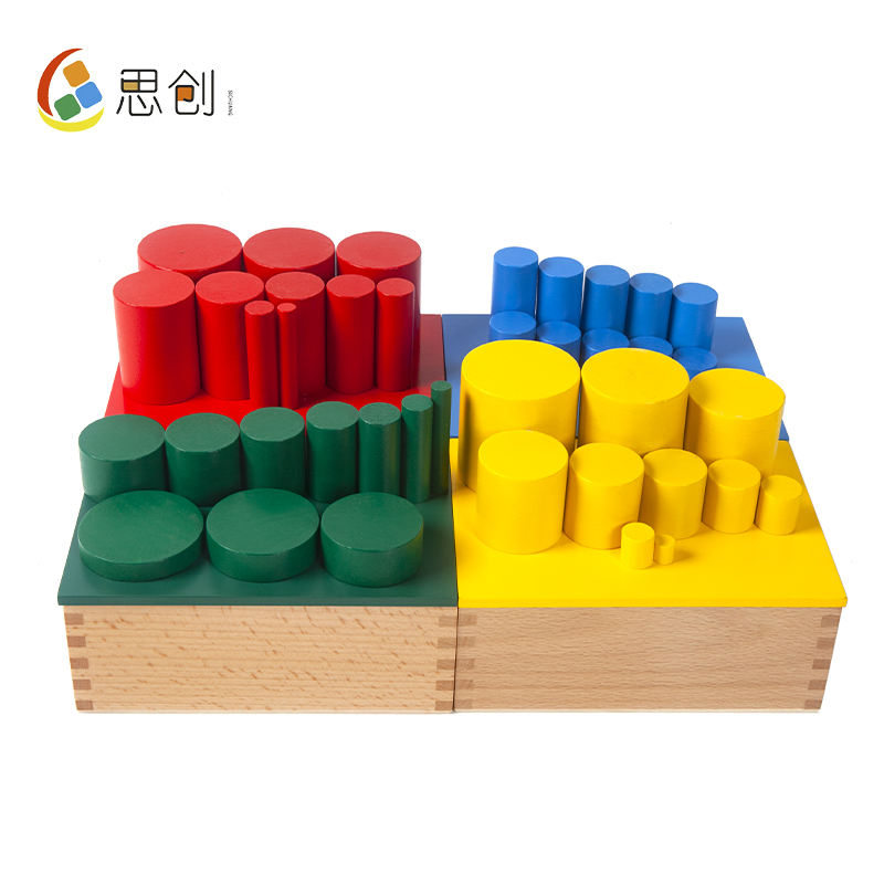 Monte Sensory Aids Color Cylindrical Building Blocks Kindergarten Professional version Monte Montessori Early teaching toys