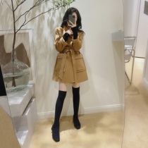 Rubbit2021 new classic good version temperament large lapel thin strap double-sided cashmere coat coat