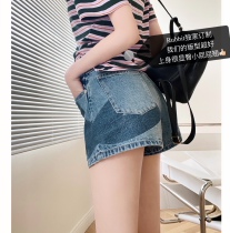 Rubbit 2021 summer new product is different small heavy industry good version High waist hip blue denim shorts