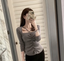 Rubbit chic Winter Careful Machine Temperature Temperature wool knitted with white gray cross - clad cloak