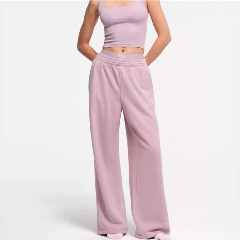 [Official Authentic Product] Skims Kardashian Style Casual Pants Drawstring Loose Straight Wide-Leg Double-Waist Long Pants