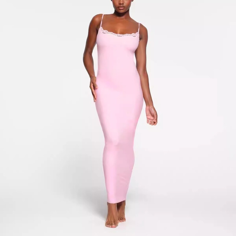 [Official Genuine Product] Skims Kardashian 2-Color Custom-Dyed Multi-Layer Stretch Lace Bodycon Long Dress