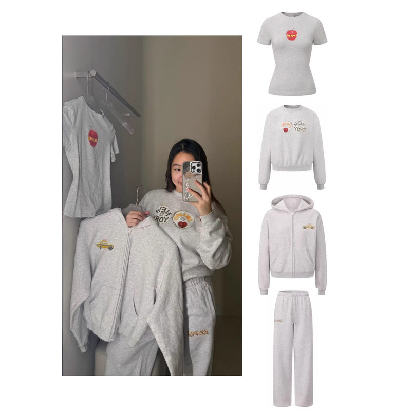 [Official Authentic] Skims Kardashian New York Limited Series Cute Apple Print Short Sleeve Shorts Set