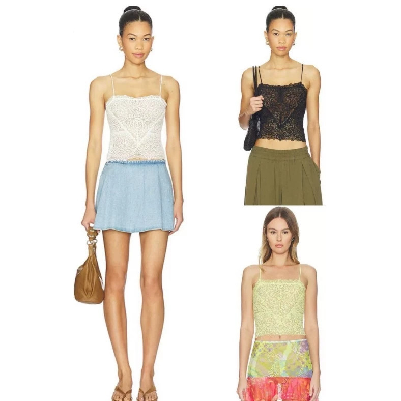 [Official Authentic Product] Free People Summer New Slim-Fit Sweet Lace Camisole for Women