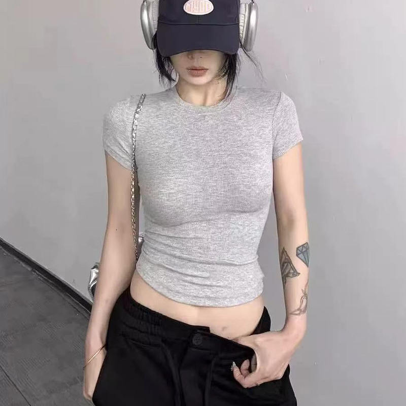 [Official Authentic Product] Skims Kardashian Style Ribbed Top T-Shirt Stretch Slim Fit Pure Cotton Short Sleeve Undershirt