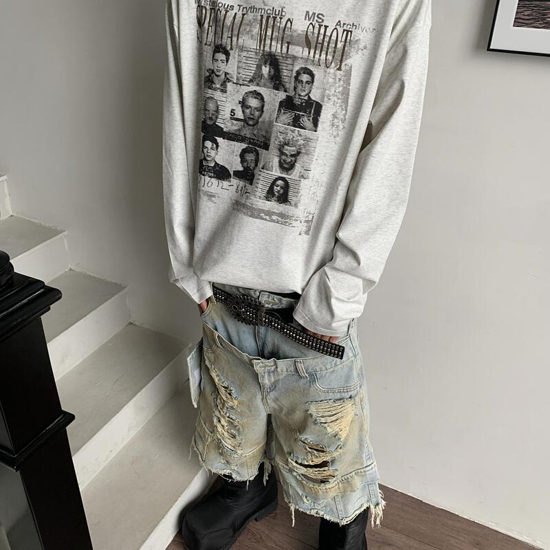 Uekk """"The Rock Unconventional"""" Printed Scimitar Street Long Sleeve T-Shirt Solona Loose Top 2024 Autumn