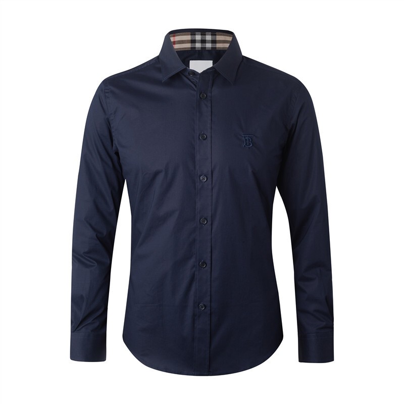 Light Luxury Men's Shirt Tb War Horse Embroidery Men's Long-Sleeved Shirt Classic Casual Plaid Solid Color Lapel Top