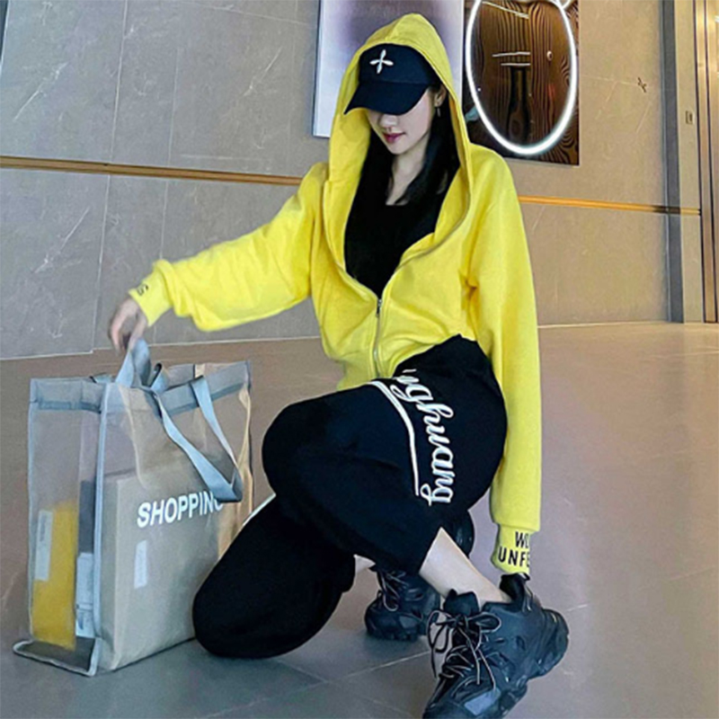 2022 Spring Autumn New Leisure Sports Suit Women Fashion Foreign Pie Loose Pure Cotton Slim Dancing two sets of Eurogoods