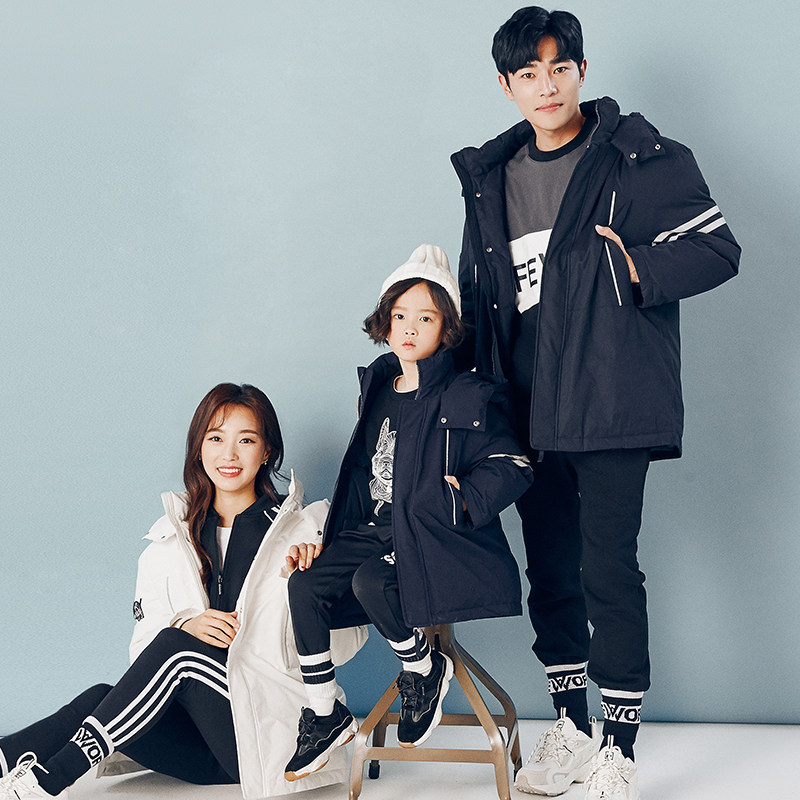 Xin Bell children's down jacket long version off-season parent-child wear boys and girls sports wind students winter children's jacket