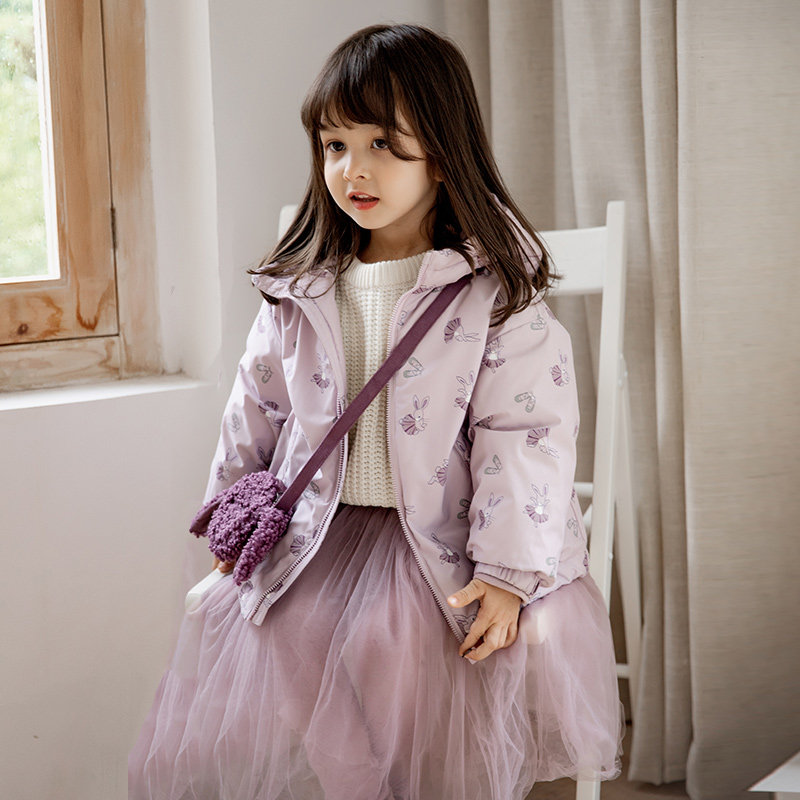 heyonwye children's down jacket women's 2021 new western style printing Korean version girl baby middle and small children's winter coat