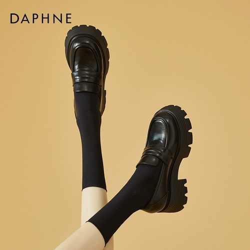 Лоферы на платформе, флисовая обувь в английском стиле для кожаной обуви, 2024 года, в британском стиле, из натуральной кожи