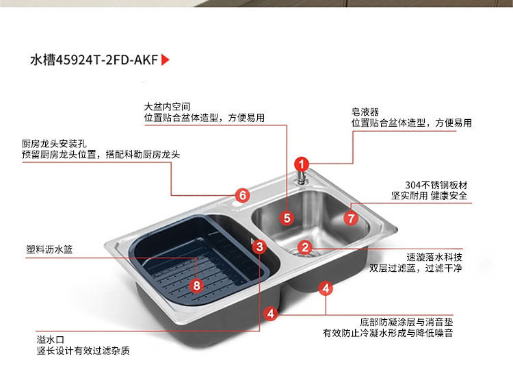 Мойка одинарная 科勒密顿大小厨盆非抗油盾304不锈钢厨房双槽洗菜盆洗碗池 KOHLER