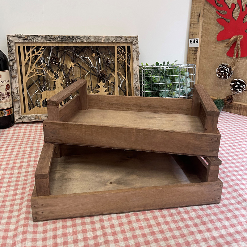 Retro Handmade Solid Wood Tray for Cups and Utensils, Suitable for Home Use, Restaurants, and Cafes