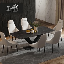 Italian minimalist rock plate dining table rectangular household modern simple creative light luxury small apartment Marble dining table and chair