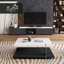 Modern simple marble coffee table TV cabinet combination Nordic small apartment square living room personality creative coffee table