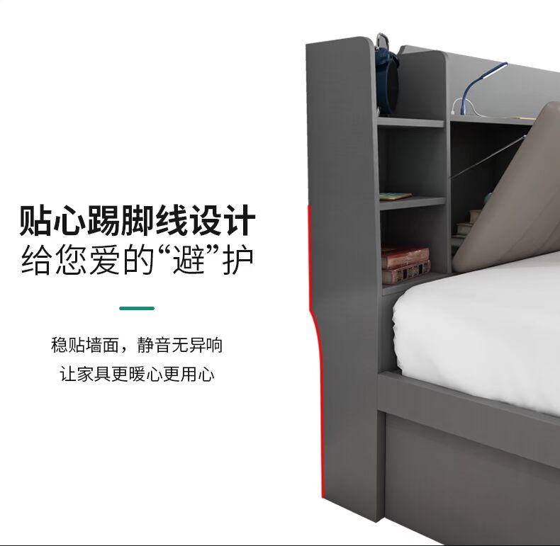 Giường ngủ chính Bắc Âu áp suất không khí lưu trữ cao giường 1.8 hiện đại tối giản 1.5 đa chức năng đôi nhỏ lưu trữ căn hộ giường - Giường giường gấp văn phòng