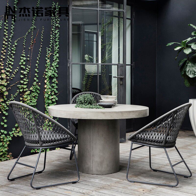Balcony small table and chair coffee table combination simple courtyard outdoor rattan leisure courtyard backrest rattan chair three-piece set