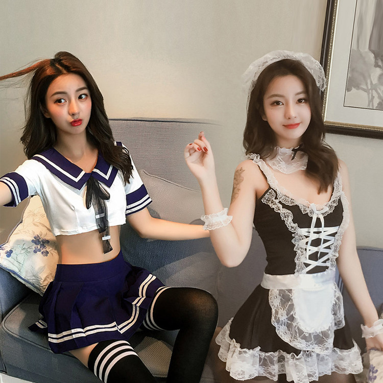 Sexy maid uniform maid seduction sailor miniskirt underwear jk sheer female nurse set hot