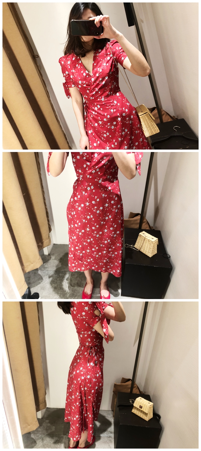 Cải cách Pháp hoa váy kỳ nghỉ tinh retro sâu vT dây rút eo bọc ngực váy 2018 váy xoắn eo đẹp	