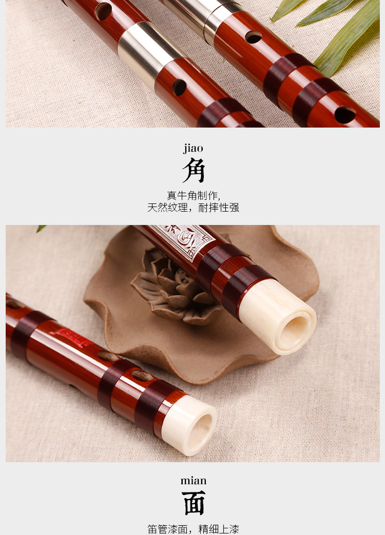 Tre Lin Sheng Kui tre kho báu sáo nhạc cụ tre sáo chuyên nghiệp người lớn cao cấp hiệu suất tinh chế đôi chèn sáo đồng trắng - Nhạc cụ dân tộc đàn đáy