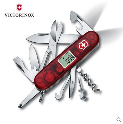 The original Vicht Swiss Army knife 91mm transparent red 1 7905 AVT Traveller LED lights 27 multi-functional knife