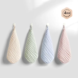 嫚熙婴儿纯棉纱布小方巾*4条纯色