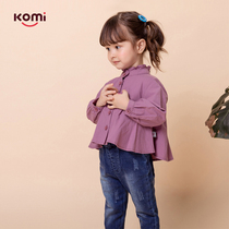 komi childrens clothing girls long sleeve shirt 2021 spring and autumn fashion new shirt loose cotton childrens baby shirt